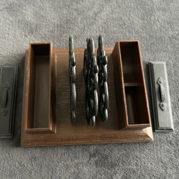 Vintage Mid-Century Desk Organizer Faux Wood Grain - Picture 4 of 8